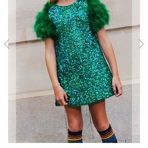 Jade feather party dress